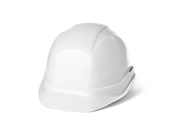 istock One hard hat isolated on white. Safety equipment 2210126748