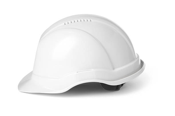 istock One hard hat isolated on white. Safety equipment 2210126869