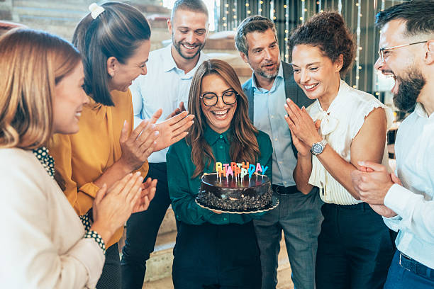 istock Birthday party at the office 2210140098