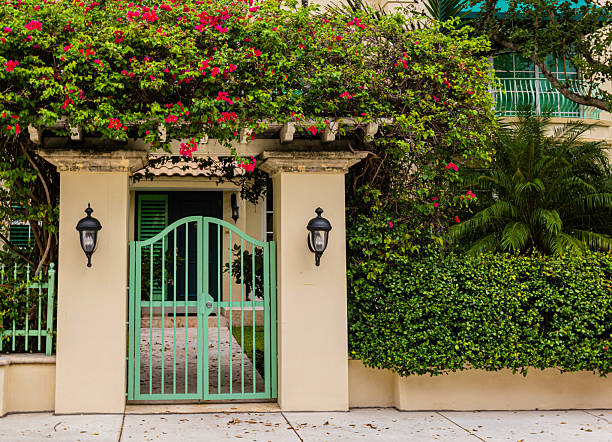 Flowers on Decorative Gateway on The Fort Lauderdale Riverwalk,  Fort Lauderdale, Florida, USA