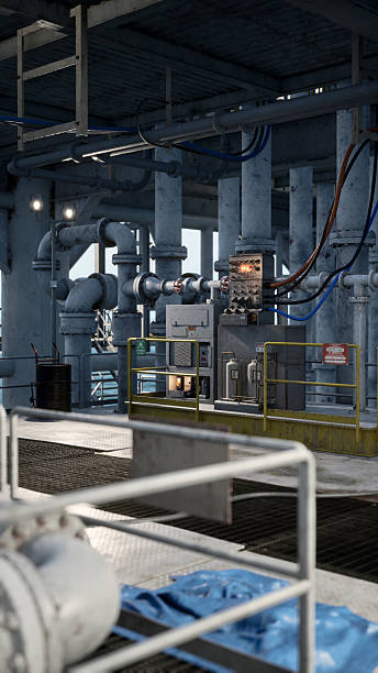 istock Oil Field Control Panel - Sea Oil Drill Control Panel - Sea Oil Refinery Control Panel - Offshore Oil Rig Control Panel 2210149413