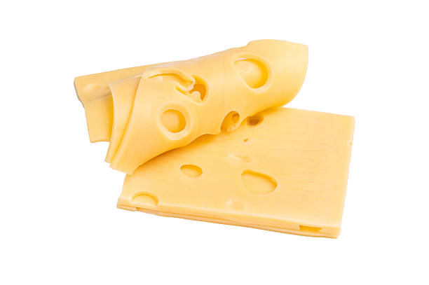 istock Swiss emmental cheese slices isolated on white background. top view 2210169455