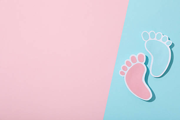 Magnifying glass , footprints background. Investigation and detective concept.
