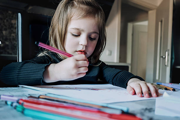 istock child, girl, draws with interest 2210177818