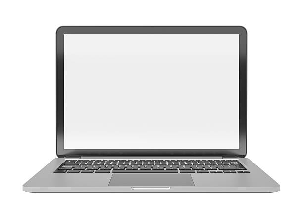 Sleek modern laptop with blank screen, ideal for creative design mockup. Displaying a minimalist style on a white background. Concept for product presentation. 3D Rendering.