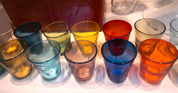 Close-Up Of Multi Colored Drinking Glasses in Venice Shop