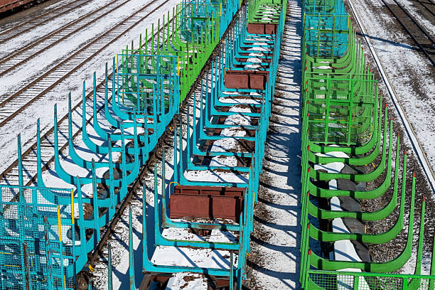 istock empty train cargo wagons in snow, Oulu Finland 2210194442