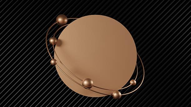 istock 3D abstract rendering of futuristic minimalist circular platform with metallic ring design, suitable for cosmetic product showcase, digital branding, or luxury presentation scenes. 2210196534