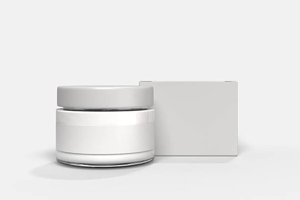 istock Mockup Cream Jar container with cardboard paper packaging boxes isolated on background. Design template cosmetic for Ads serum, essential oil, treatment, gel, lotion, skin care, makeup, healthcare 2210200879