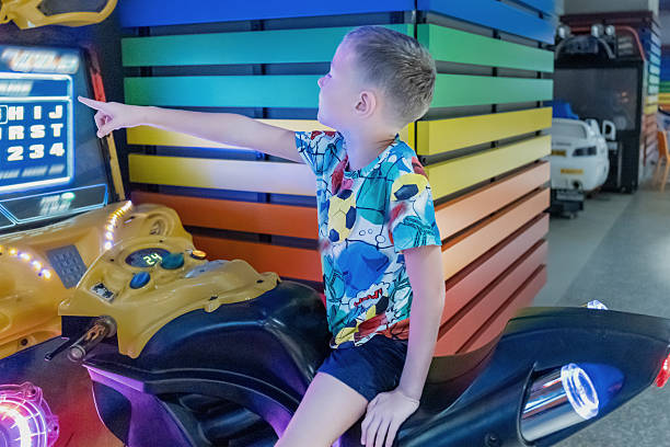 A little boy is playing in a hotel playground
