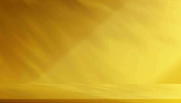 istock Yellow Background,Studio Wall Room with Nature light,Shadow on Podium Display for Cosmetic Product Display.Summer Backdrop with blur shadow leaves on wall and floor texture,Autumn background platform 2210210468