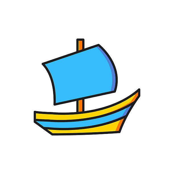 istock Color Egyptian ship icon isolated on white background. Egyptian papyrus boat. Flat filled outline style with shadow. Vector 2210215432
