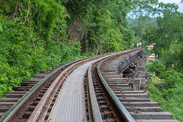 istock Train tracks over River Kwai 2210216050