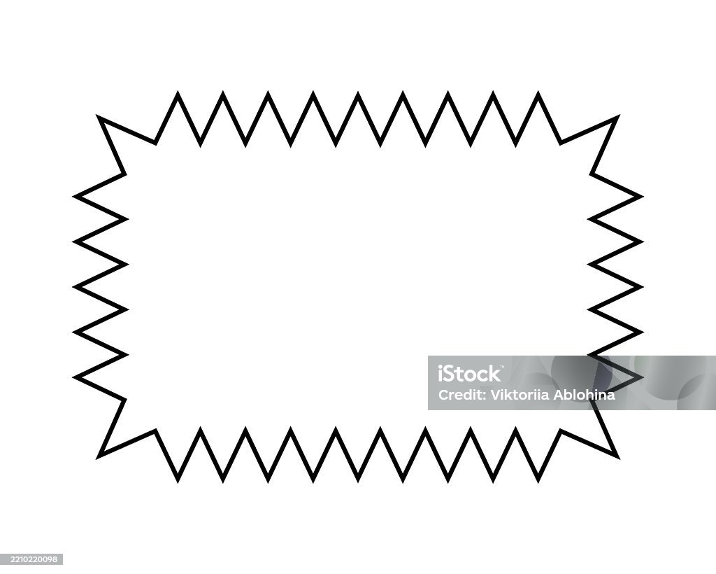Vector Rectangle Message Rectangle Frame With Spiky Zigzag Edges Empty Textbox Speech Bubble ...