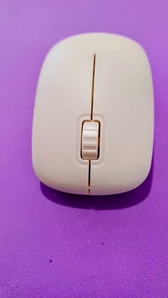 Close-up of Computer Mouse on magenta background. Click Concept, Wireless Technology, PC Computer Mouse