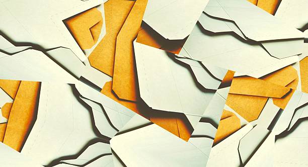 istock Patterned background, abstract. Textured layers of unfolded cardboard boxes. Paper cover. Image manipulation 2210224459