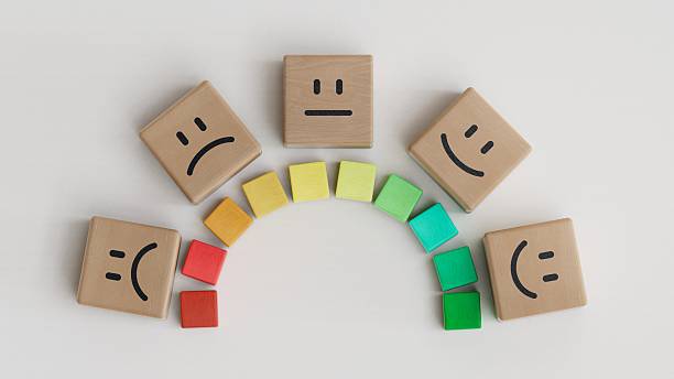 istock Customer evaluation indicator rating print screen wooden cube block since low to high on white background 2210224895