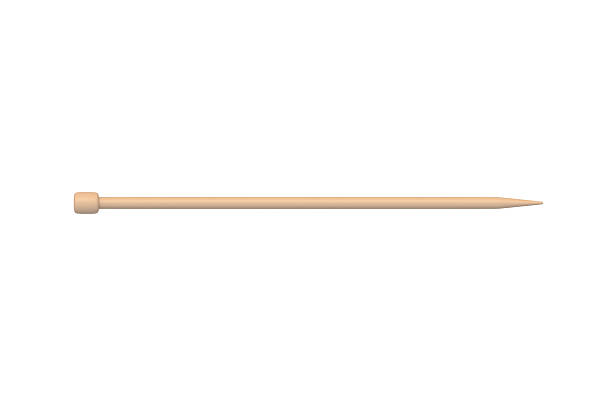 istock Single knitting needle isolated on white background. Sticks for knit. Top view. 3d render 2210224998