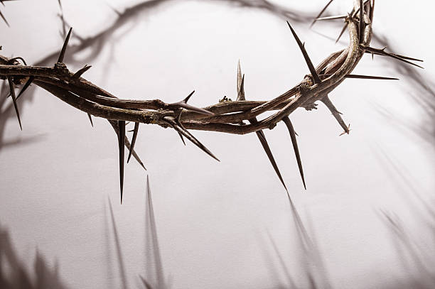 istock Jesus Crown of thorns casting a distinct shadow on a for Christian background, Easter concept creating a symbolic image of suffering, sacrifice, and remembrance Copy space for text 2210225178