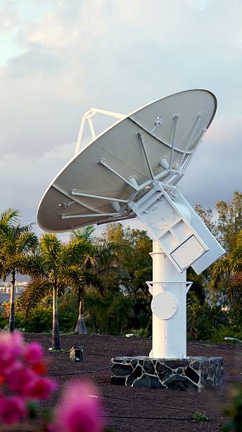 istock Large parabolic antenna pointing at the sky 2210225663