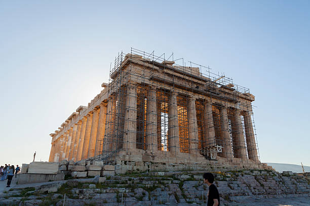 Head on view of the Parthenon in Athens, Greece