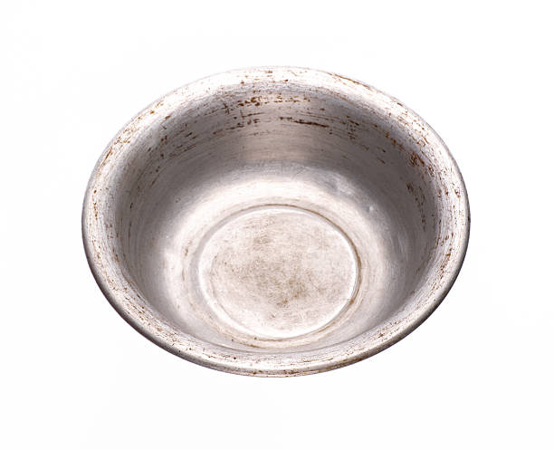 aluminum prison food bowl isolated on white background