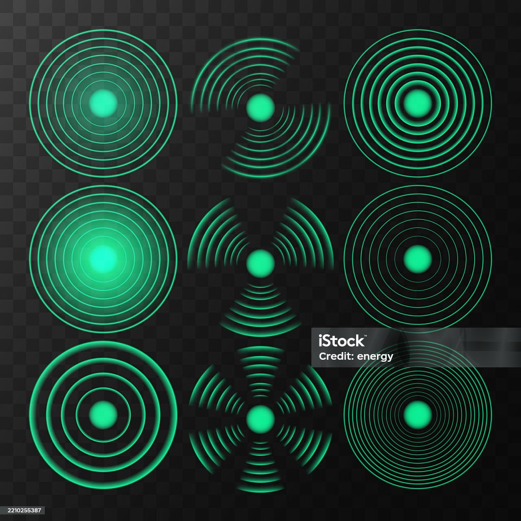 Sensor Wave Visual Green Sensor Wave Effect Bright Radar And Sonar Signals For Wireless ...