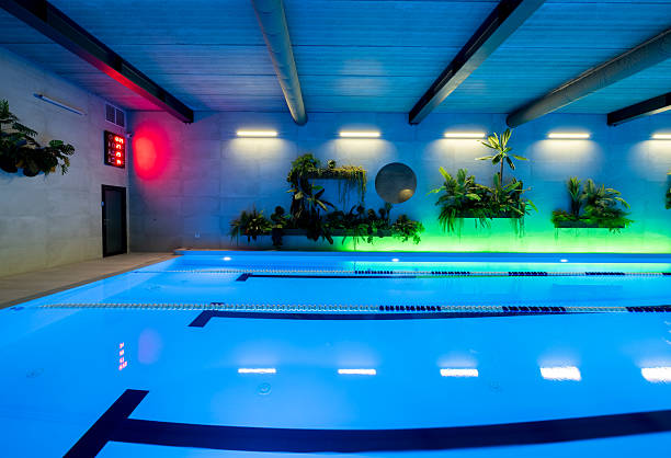 istock Modern Indoor Swimming Pool With Green Wall and Relaxing Atmosphere 2210258706