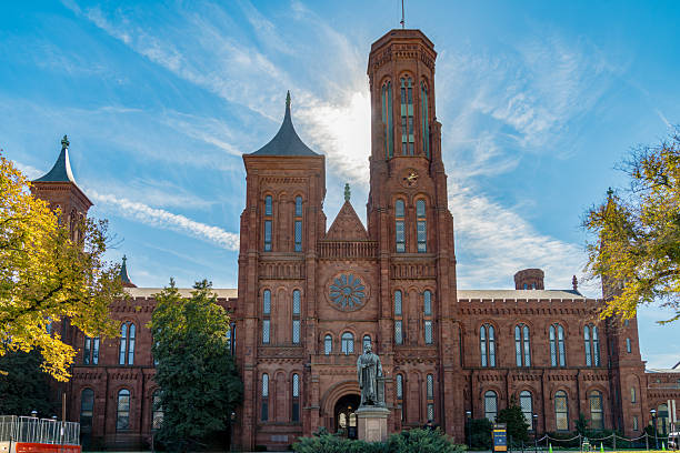 istock Front View of the Smithsonian Castle with James Smithson Statue on a Sunny Day 2210267461