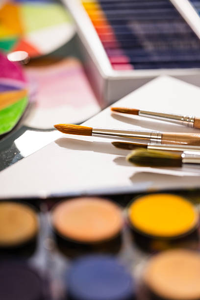 istock Watercolor Paints and Brushes on White Paper 2210268980