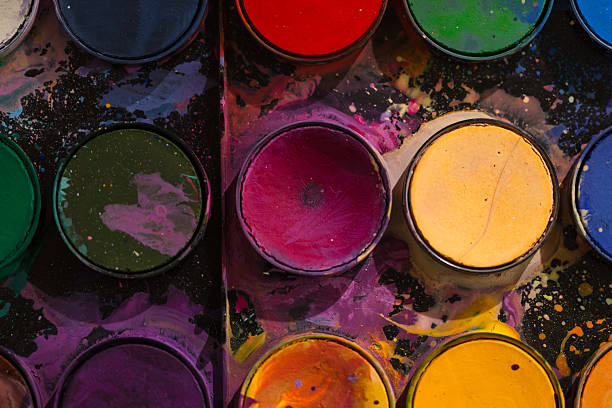 istock Saturated Blue and Purple Watercolors in Close-Up 2210270154