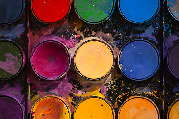 istock Saturated Blue and Purple Watercolors in Close-Up 2210270169