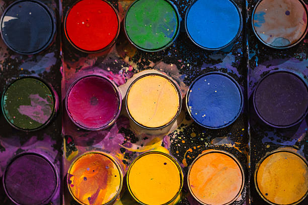istock Saturated Blue and Purple Watercolors in Close-Up 2210270311