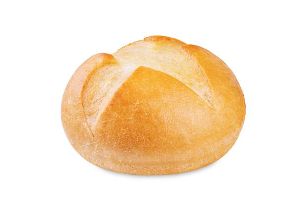istock Kaiser roll bun with a cross cut on top on a white isolated background 2210276983