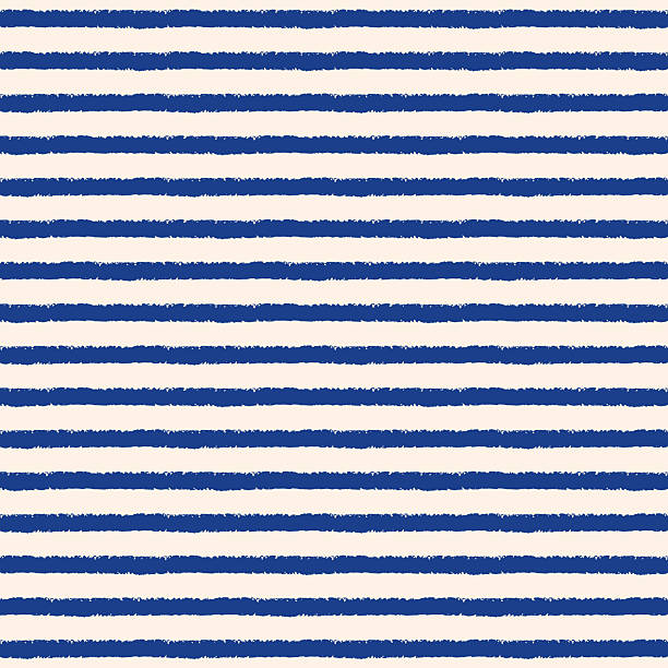 stockillustraties, clipart, cartoons en iconen met sailor vest stripes seamless repeat regular vector pattern. hand brush, crayon, chalk drawn uneven doodle grunge stripes, streaks, bars, strokes lines with textured rough edge. retro striped background, frame border wrapping paper template - krijtlijn