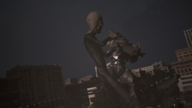 Epic Mech vs Alien Cinematic Fight in a Futuristic City – 4K Stock Footage