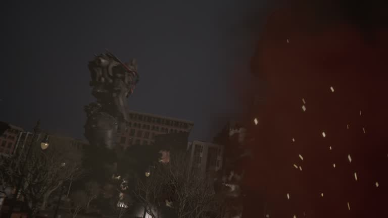 Epic Mech vs Alien Cinematic Fight in a Futuristic City – 4K Stock Footage