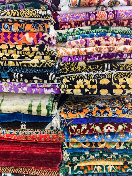istock Stack of Ornamental Prayer Rugs in a Store 2210284159