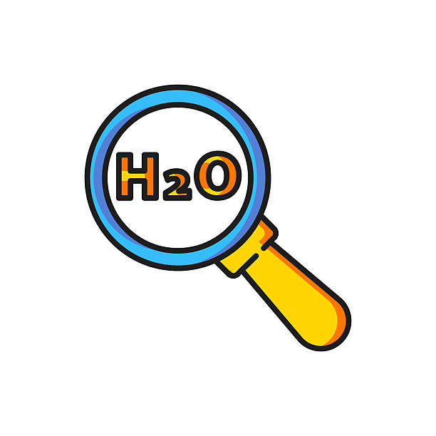 istock Color Chemical formula for water drops H2O shaped icon isolated on white background. Flat filled outline style with shadow. Vector 2210294528