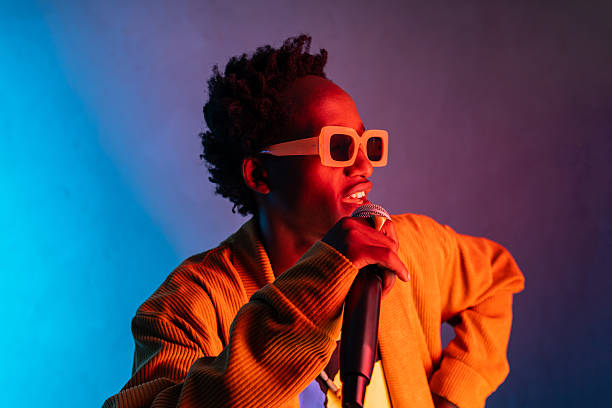 istock Headshot of a man happily singing 2210302635