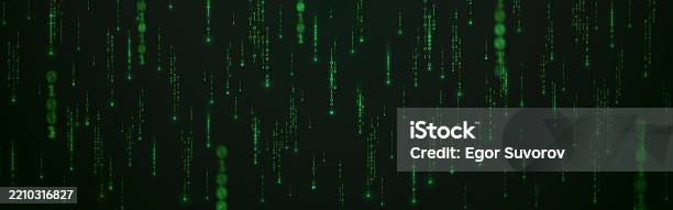 Binary Code Background With Falling Digits Futuristic Green Matrix ...