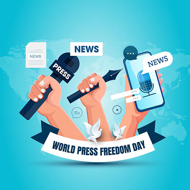 World Press Freedom day. Holiday concept. World Press Freedom day. Holiday concept. perfect for blue Background Template, placard, Banners, Cards, Posters design template, Classic Social Media Post with text inscription. stock illustration anchor free pic stock illustrations