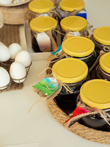 istock Vertical Top-Down View of Easter Egg Dye Station at Pysanka Workshop 2210337350