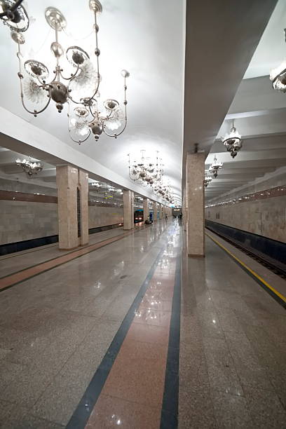 Tashkent, Uzbekistan – March 24, 2025, Inside the Abdulla Kodiriy Metro Station interior