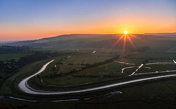 istock High and over sunrise Cuckmere river 2210342335