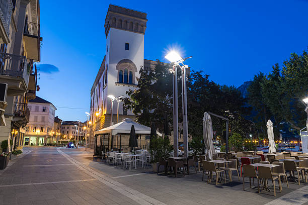istock Lecco city on lake Como at down, Italy 2210343681