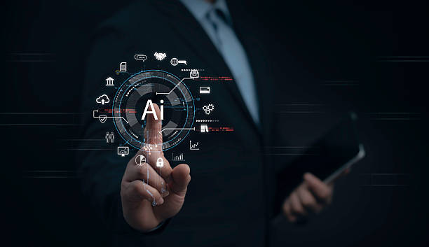 istock Futuristic AI innovation concept with a businessman interacting with a virtual interface. Ideal for technology, automation and intelligence themes 2210347066