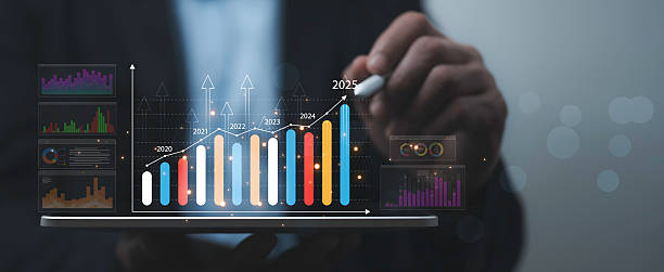 Dynamic analytics chart showcasing business growth towards 2025 goals. data-driven strategies, finance and market performance themes