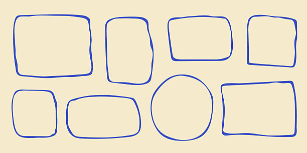 wavy stamp frame set, vector hand drawn curved borders, abstract wiggle empty wavy curly monograms cadres. minimalist squiggle scribble swirl design elements. isolated. vector illustration. - dělení změna tvaru fotky stock ilustrace
