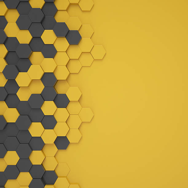 istock 3d rendering of hexagons in black and yellow. 2210353708